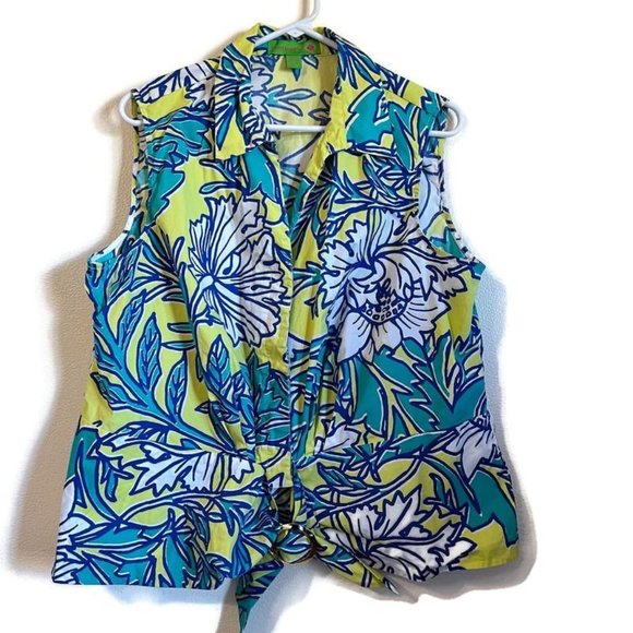 Island Republic Tops - Island Republic Floral sleeveless blouse with cute tie, size XL